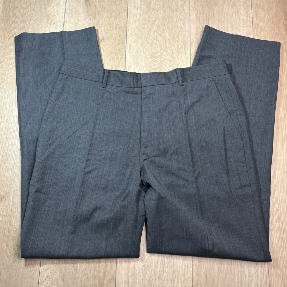 Banana Republic Mens 36x34 Straight Fit Wool Dress Pants Gray Flat Front Pants